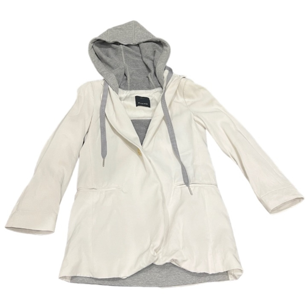 PINKO white blazer with grey hoodie detail